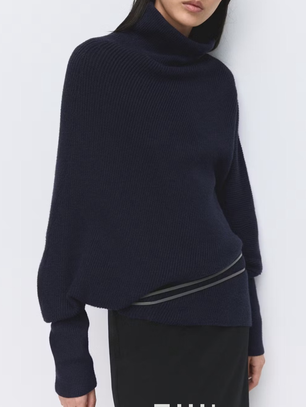 Mango Navy Knit SWEATER WITH ASYMMETRICAL ROLL NECK 1283